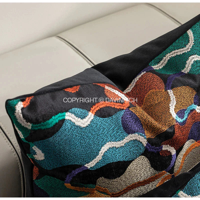 Afralia™ Geometric Embroidery Abstract Cushion Covers 45x45cm, Modern Home Decor