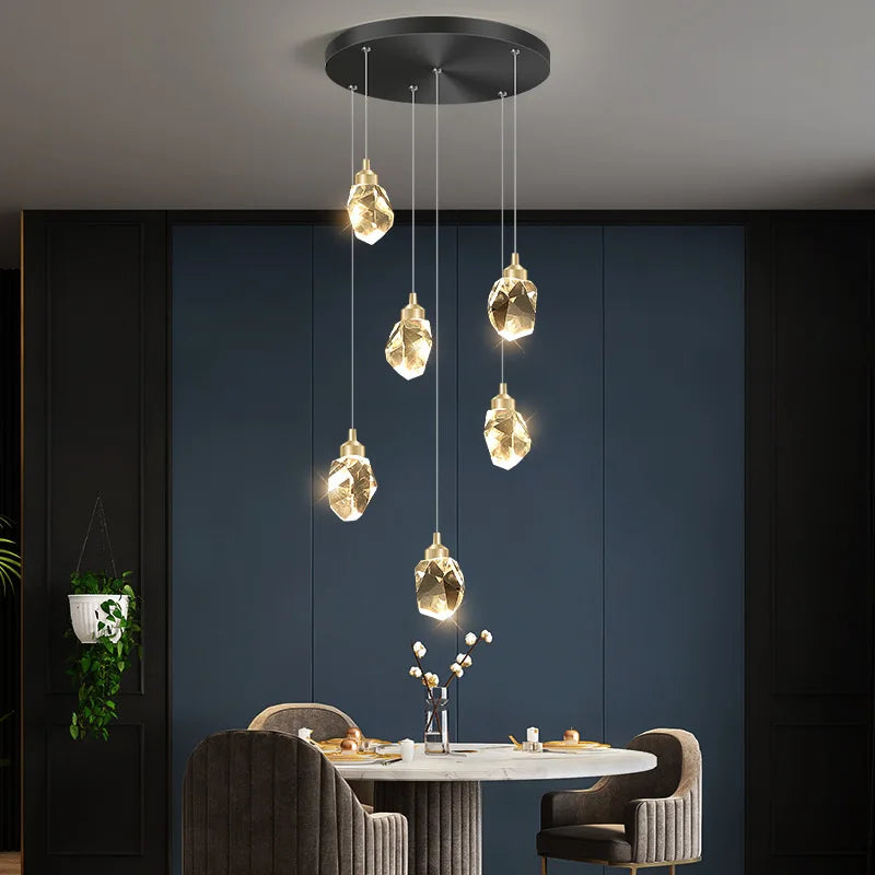Afralia™ Diamond Crystal Ball Chandelier, Luxury LED Light Fixture for Staircase and Living Room