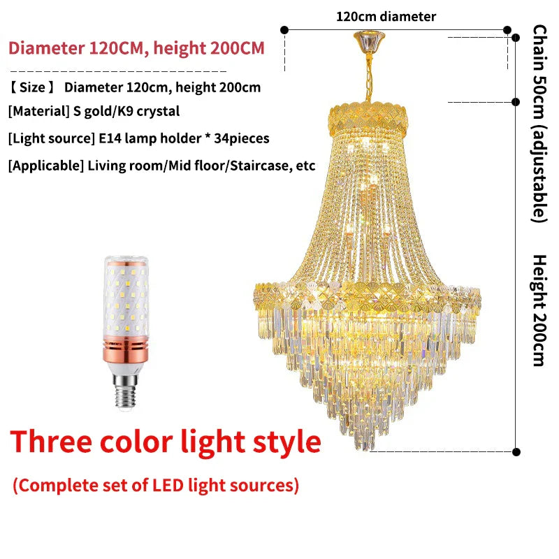 Afralia™ Crystal Chandelier for Duplex & Villa Living Rooms