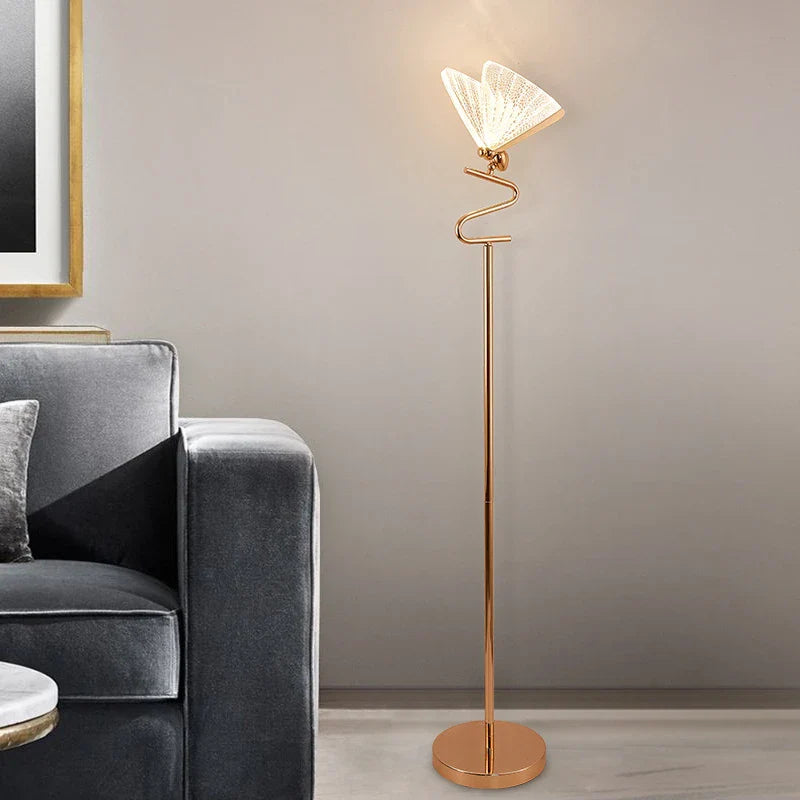 Afralia™ Butterfly LED Floor Lamp Indoor Living Room Acrylic Standing Lighting Home Bedroom Art