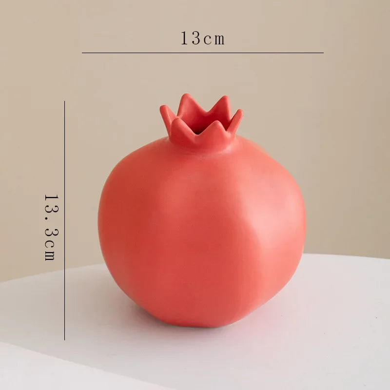 Afralia™ Pomegranate Ceramic Vase Decor Flower Arrangement Desk Decoration Room Aesthetic Decor