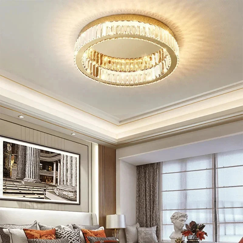 Afralia™ Crystal Circle LED Ceiling Chandelier for Home Indoor Decor Light Fixture