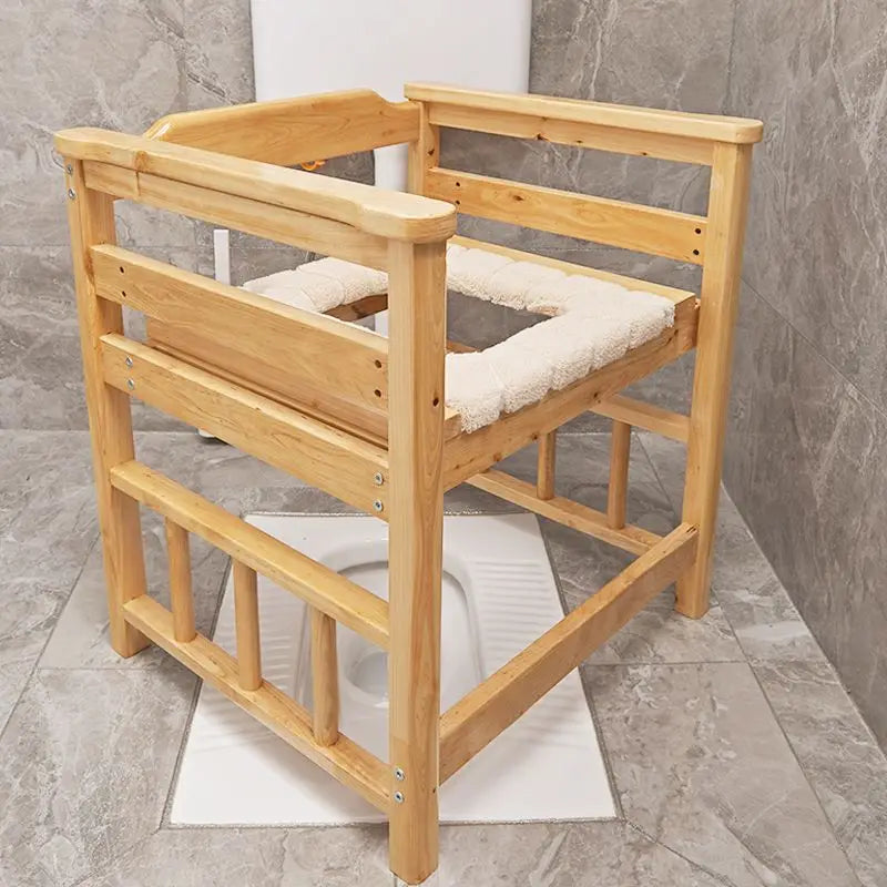 Afralia™ Solid Wood Squatting Pit Toilet Chair for Elderly, Pregnant Women, and Disabled
