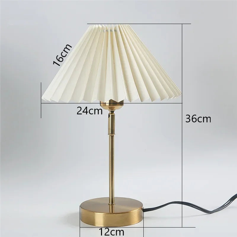 Afralia™ Adjustable Pleated Table Lamp Nordic Retro LED Desk Light for Living Room Bedroom