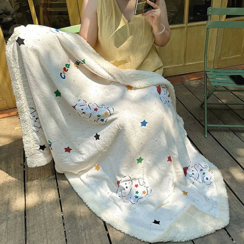 Afralia™ Lamb Nap Cartoon Coral Velvet Blanket: Super Soft, Thick, and Cute for Winter