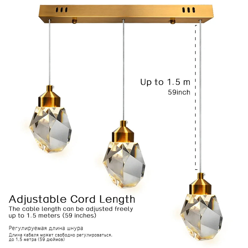 Afralia™ K9 Crystal Dining Chandeliers: Gold Wire Hanging Ceiling Lights for Bedroom, Balcony, Bar Room