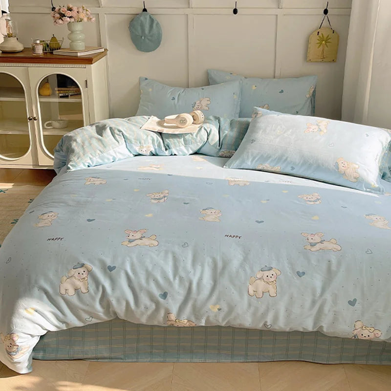 Afralia™ Cotton Cartoon Printed Bedding Set for All Seasons