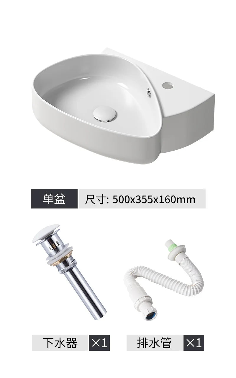 Afralia™ Ceramic Wall Mounted Wash Basin White 500x355x160mm