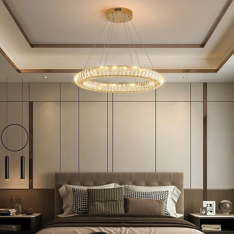 Afralia™ Luxury Crystal Ring Chandelier for Modern Living Room & Restaurant