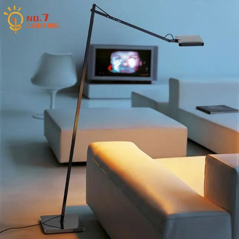 Afralia™ Modern Industrial Swing Arm Floor Lamp with Dimming Touch Switch