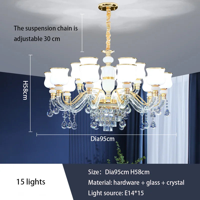 Afralia™ European Luxury Crystal Chandelier: Elegant Main Light for Living Room, Dining Room, Hall