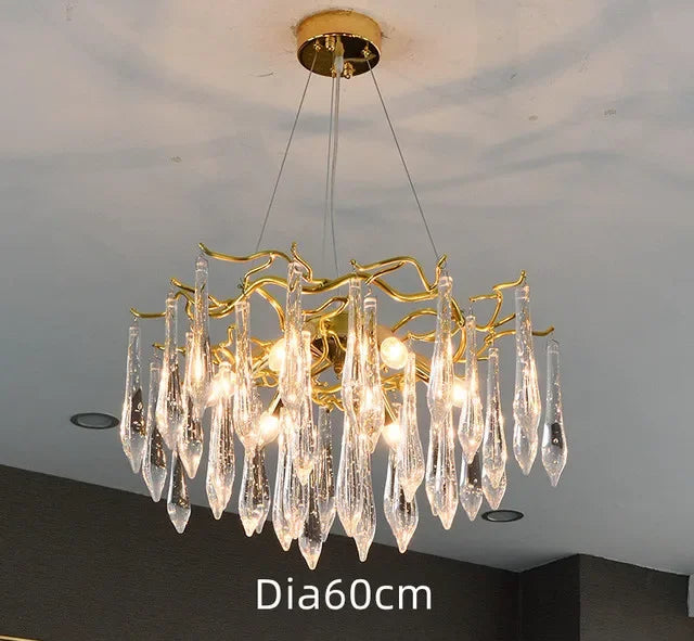 Afralia™ Crystal Water Drop LED Chandeliers: Modern Luxury Branch Design for Living & Dining Rooms