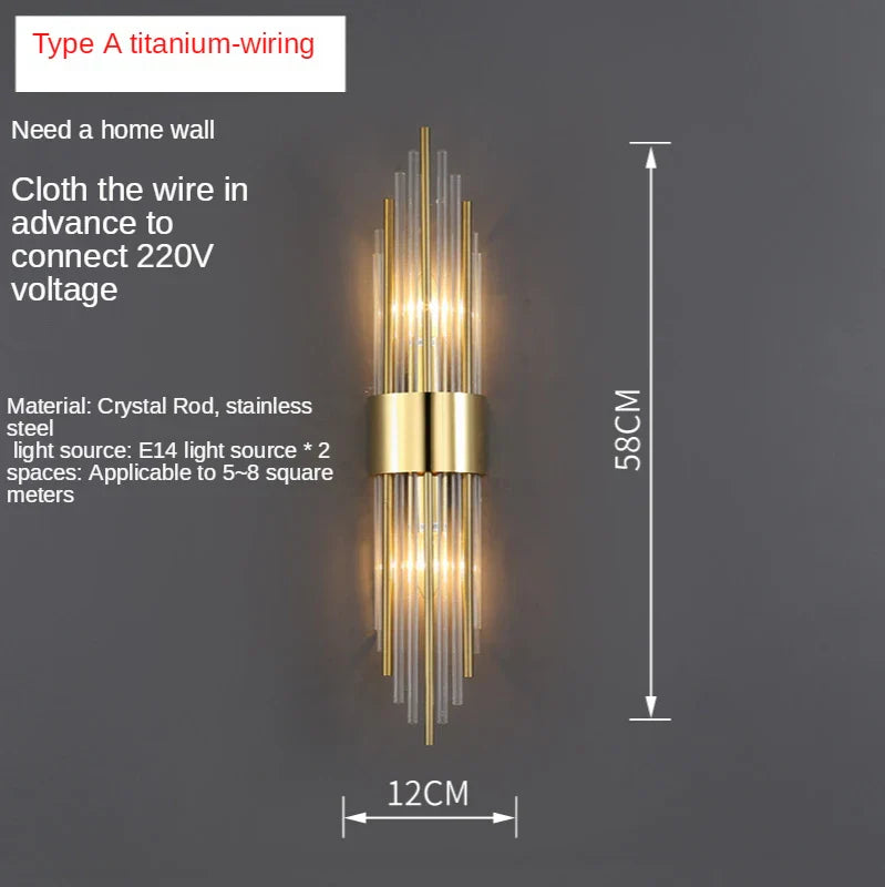 Afralia™ Crystal Copper Wall Lights: Postmodern Luxe Bedroom & Living Room Lighting