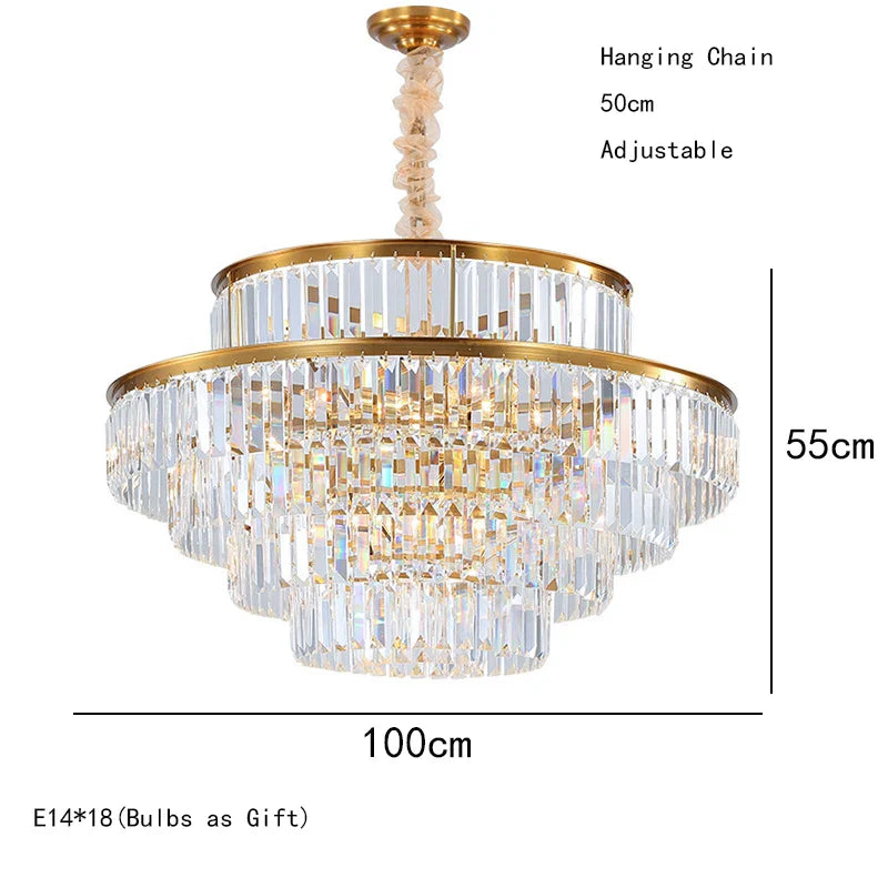 Afralia™ Nordic Gold Crystal LED Chandelier for Dining Living Room Kitchen Home Decor
