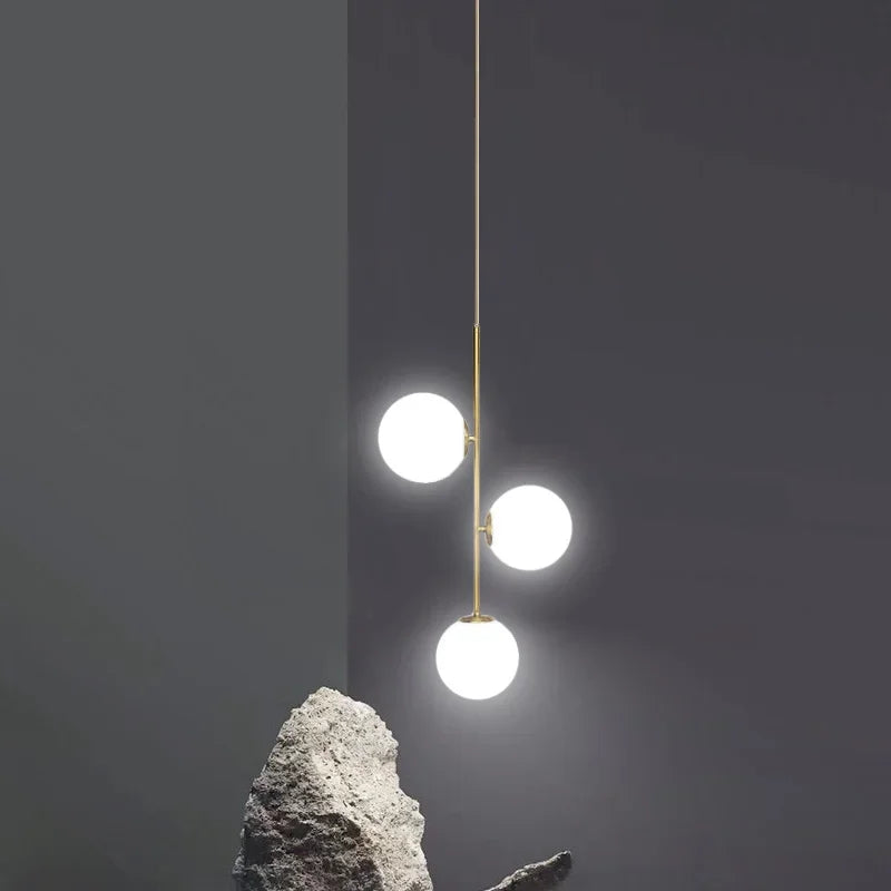 Afralia™ Glass Ball LED Chandelier: Nordic Modern Pendant Light for Dining Room and Bedroom