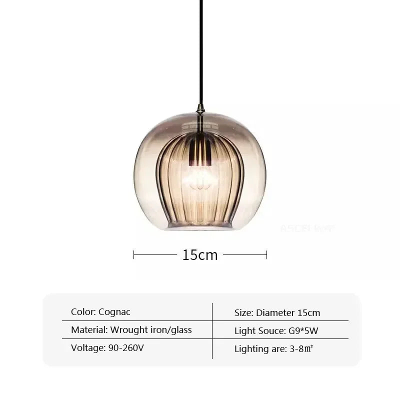 Afralia™ Nordic Glass Pendant Light LED Hanging Lamp for Home Indoor Decor