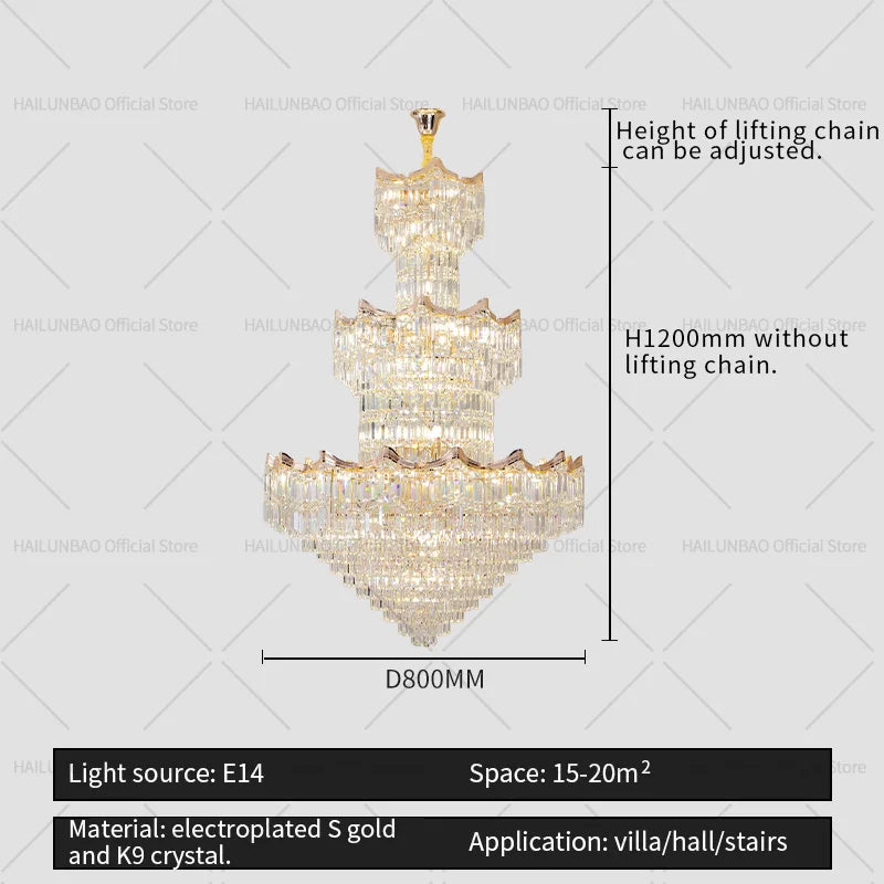 Afralia™ Crystal Duplex Chandelier: Post-Modern Luxury Living Room Club Villa Lighting