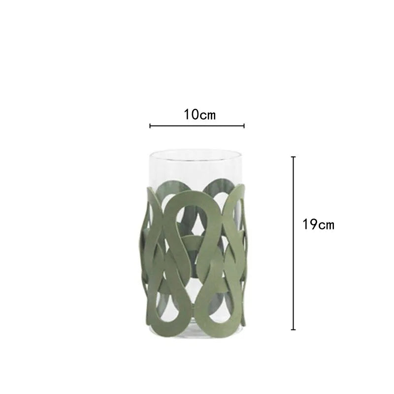Afralia™ Woven Leather Glass Vase for Home Decoration and Terrarium Floral Arrangement