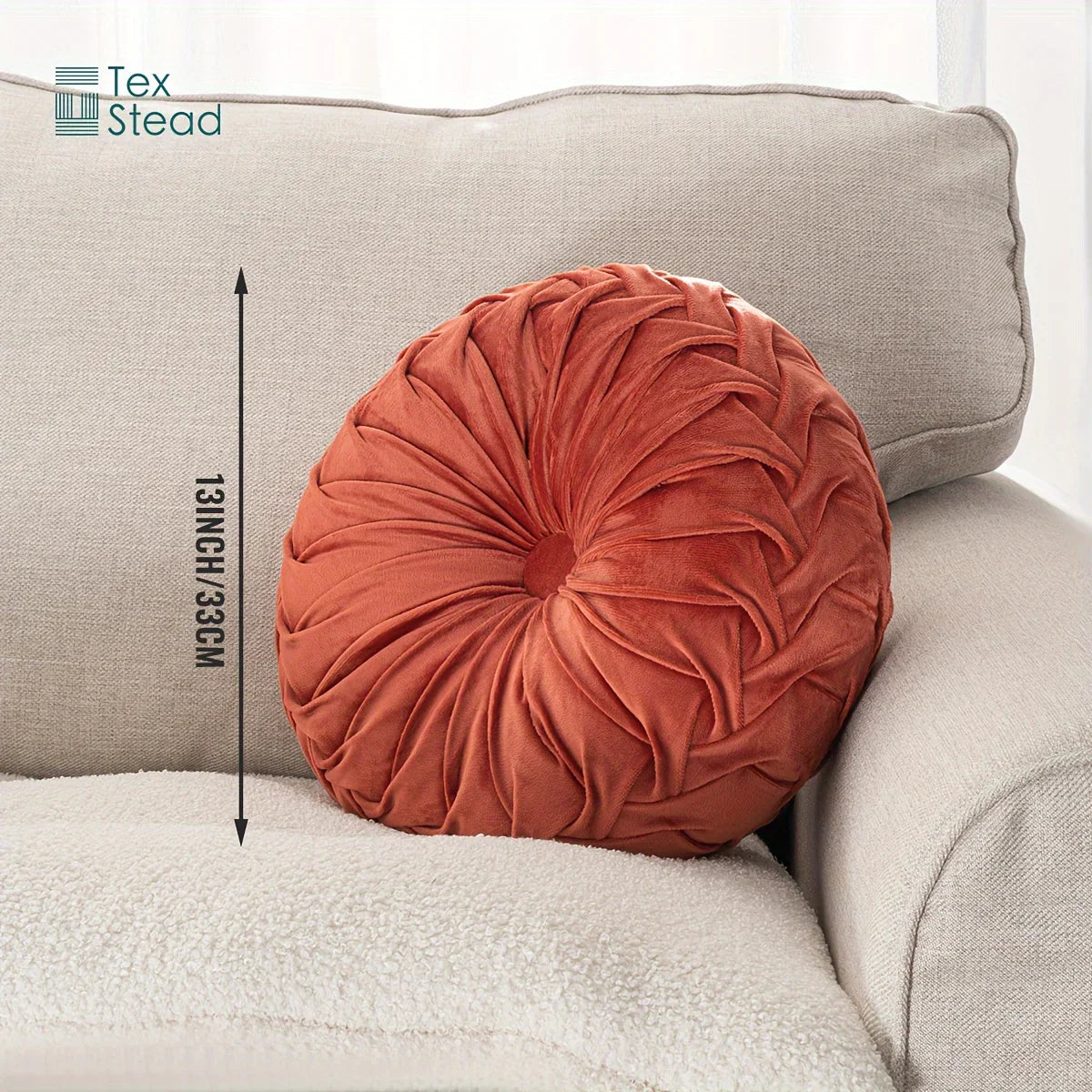 Afralia™ Velvet Pumpkin Round Cushion for Couch, Bed, Sofa, Chair - Decorative 3D Design