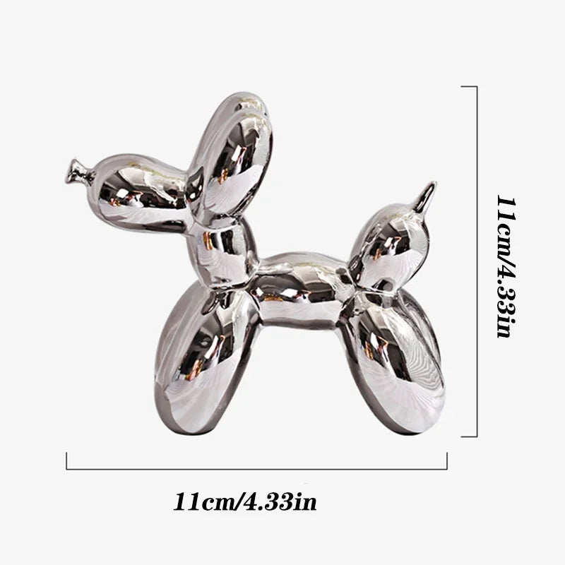Afralia™ Mini Ceramic Balloon Dog Sculpture for Home Office Decor and Festive Accents
