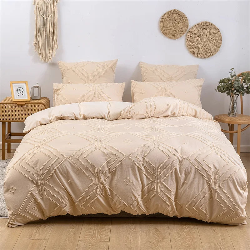 Afralia™ Geometric Cut Flowers Duvet Cover Set King Size High Quality Bedding