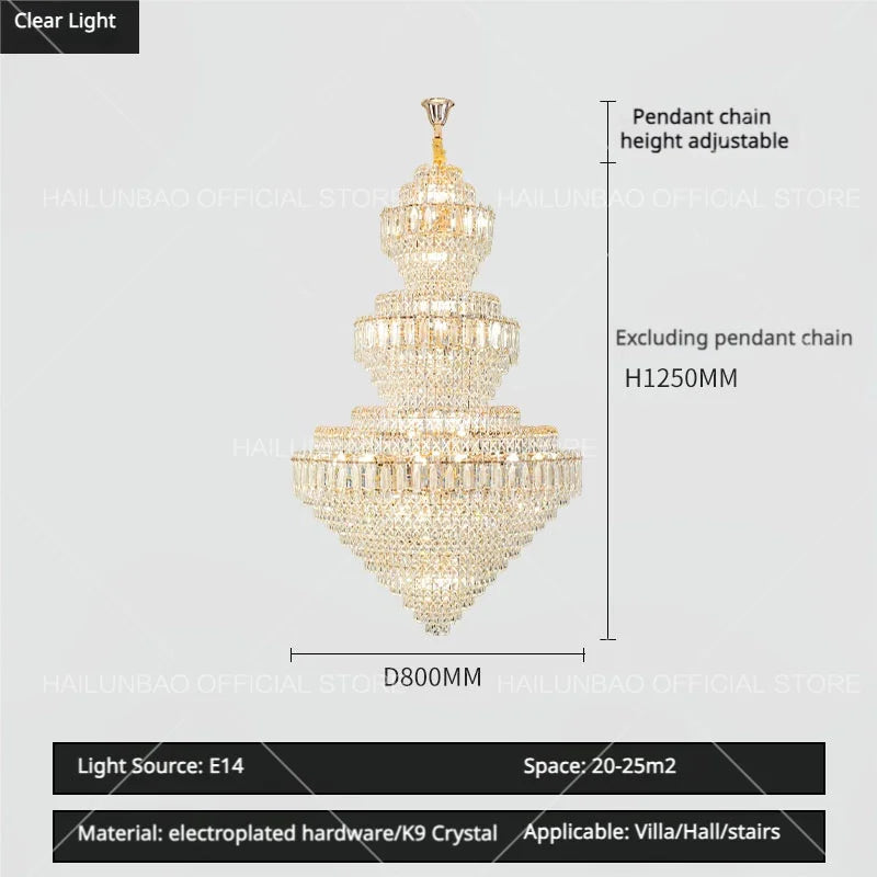 Afralia™ Sparkle Spiral Staircase Chandelier - Modern High Living Room Crystal Light