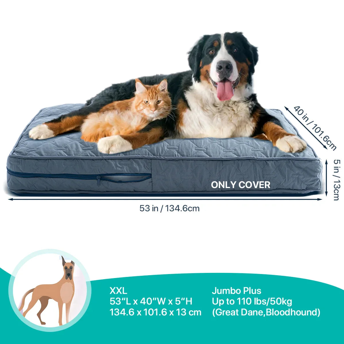 Afralia™ Orthopedic Large Dog Bed with Washable Cover, Foam Pet Mat, Quilted Dog Crate Bed