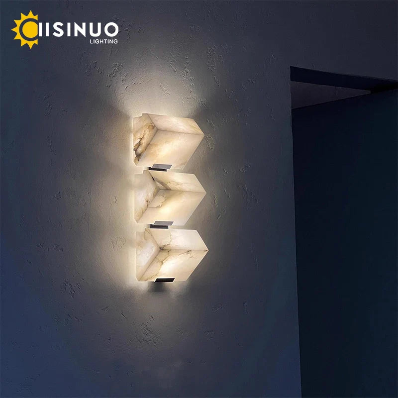 Afralia™ Marble LED Wall Lamp for Modern Bedroom and Home Decor
