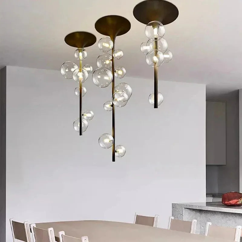 Afralia™ LED Bubble Chandelier Clear Glass Ball Pendant Lamp for Dining Room & Bar