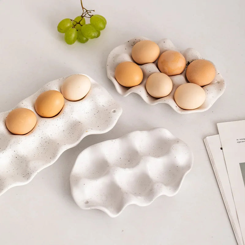 Afralia™ Ceramic Storage Trays with Grooved Discs for Jewelry and Eggs