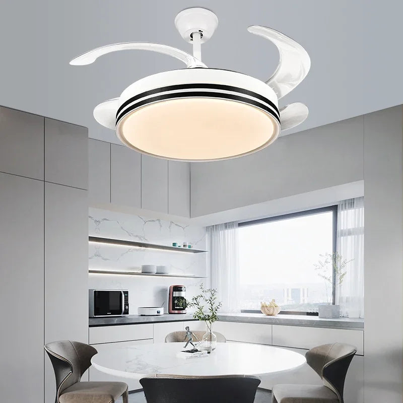 Afralia™ Modern LED Ceiling Fan with Retractable Blades and Remote Control