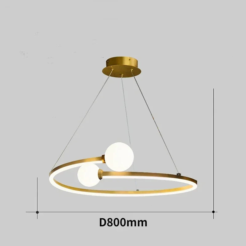 Afralia™ Gold Nordic Ring LED Ceiling Chandelier for Dining Room & Kitchen Island