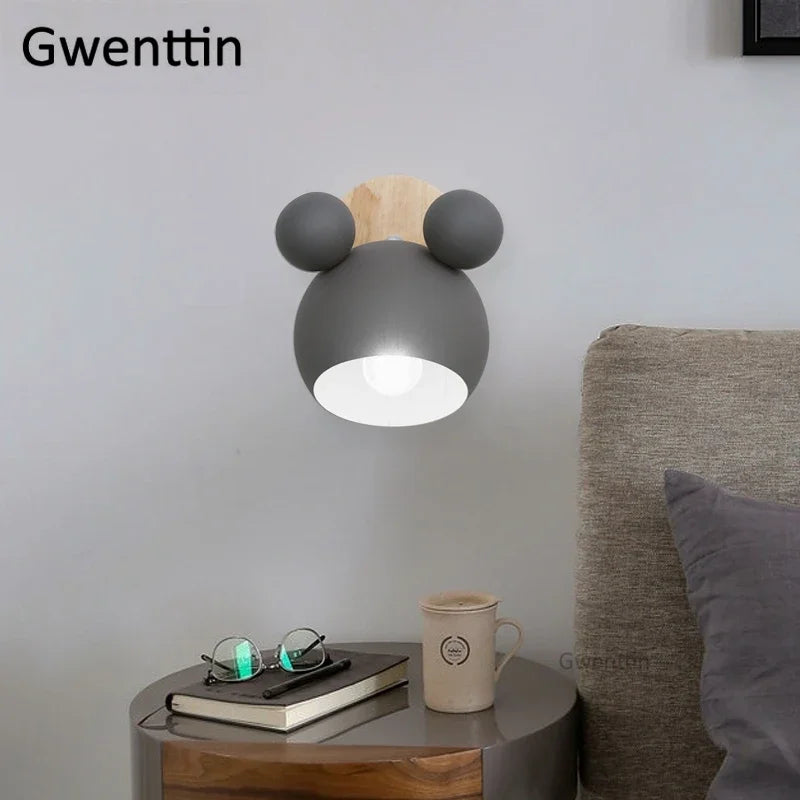 Afralia™ Cartoon Mouse Wall Lamp | Nordic LED Sconce for Kids' Room & Bedroom