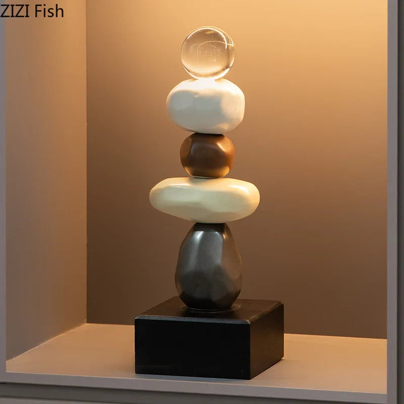 Afralia™ Stone Stack Desk Sculpture - Abstract Minimalist Room Decor