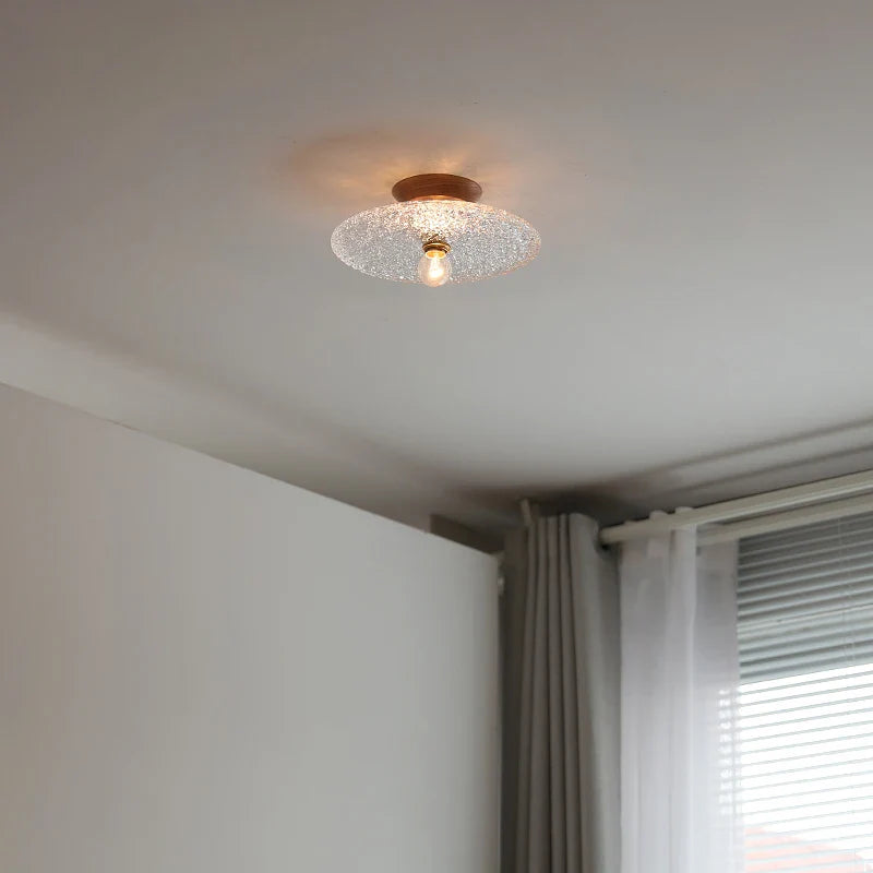 Afralia™ Wood Glass LED Ceiling Lamp Modern Plafondlamp for Home Restaurant Living Room