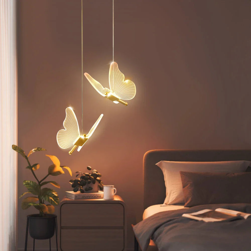 Afralia™ Butterfly LED Pendant Chandelier for Living Room and Bedroom