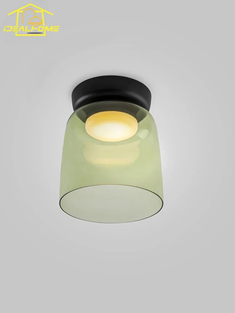 Afralia™ Glass LED Ceiling Light in Amber/Gray/Green - Modern Indoor Lighting for Various Spaces