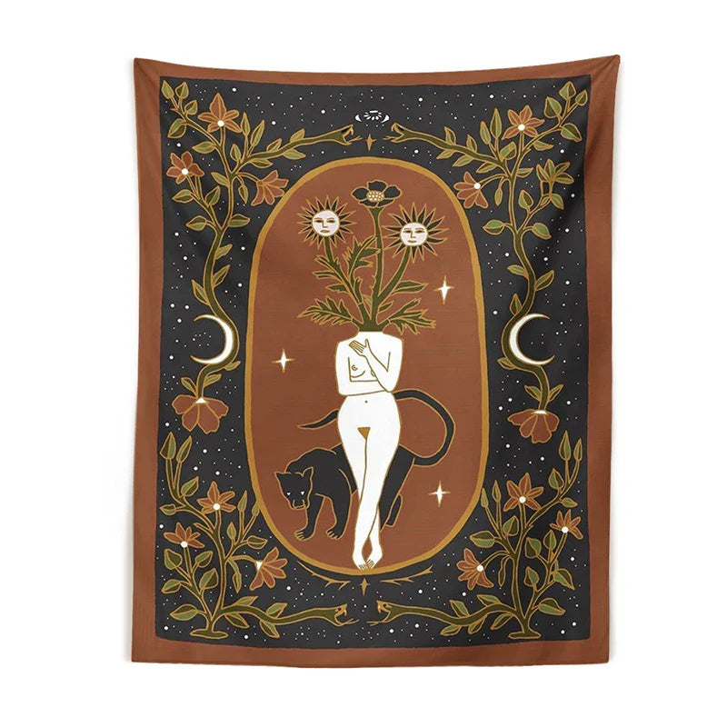 Moon Phase Tapestry Goddess Wall Hanging for Witchcraft Decor by Afralia™