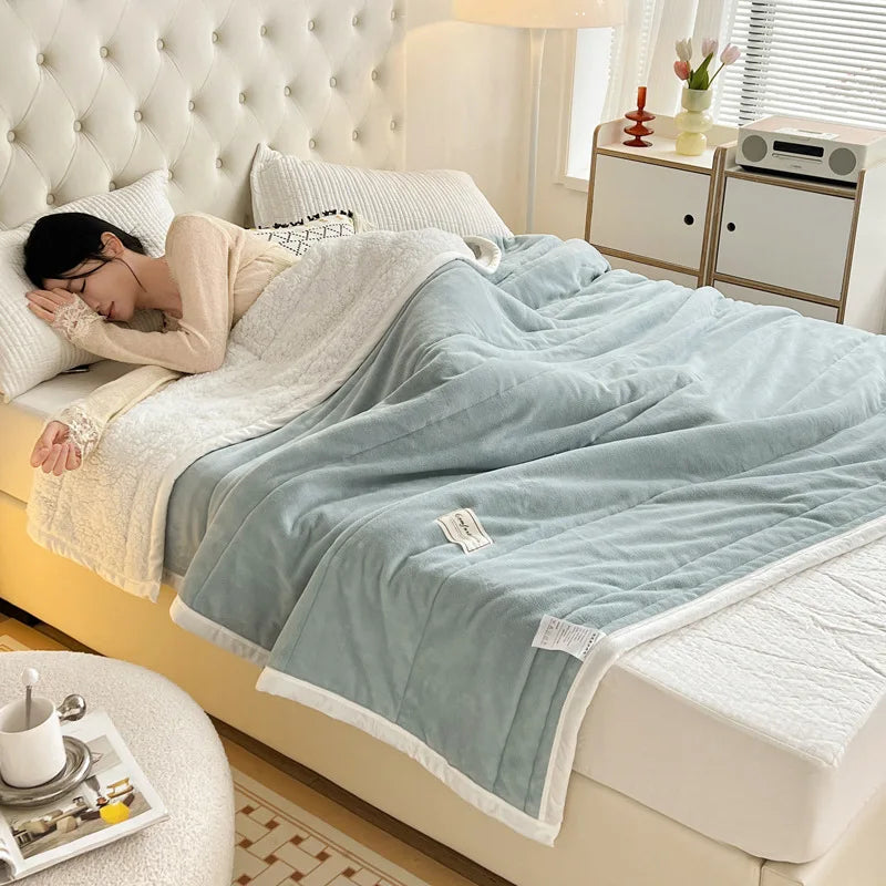 Afralia™ Cozy Imitation Lamb's Wool Blanket - Warmth for Beds, Adults & Kids