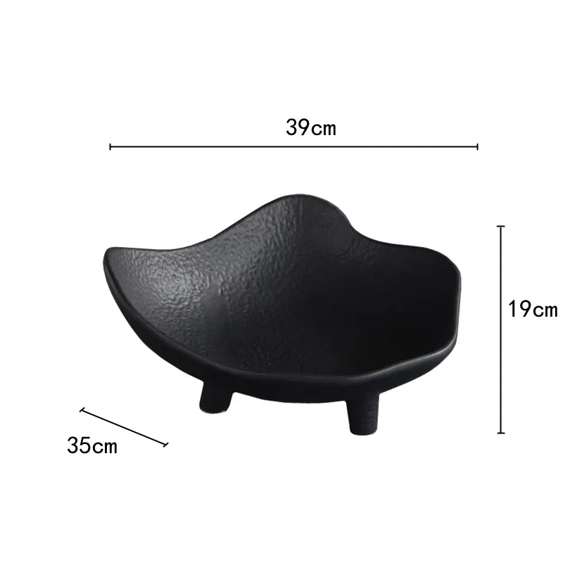 Afralia™ Ceramic Fruit Plate Snack Dish Irregular High Tray Home Decoration