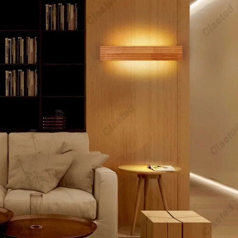 Afralia™ Modern Nordic Wood Wall Sconce Lights for Bathroom Hotel Background Decoration Fixtures