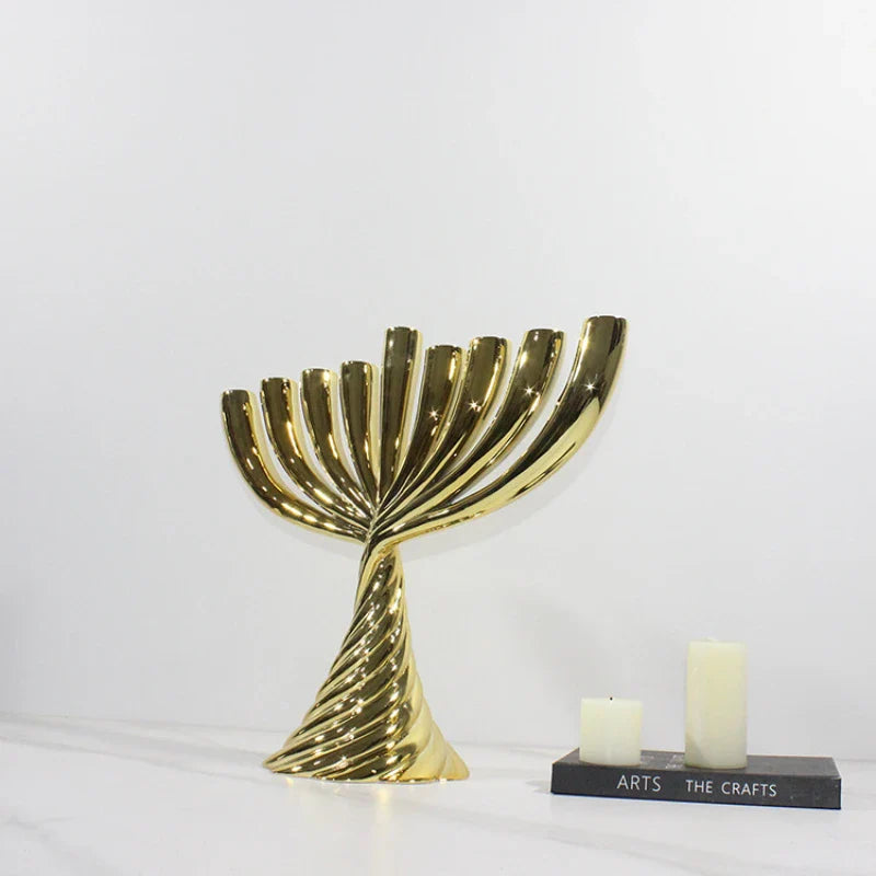 Afralia™ Gold Geometric Twist Candle Holder Set for Stylish Home Decor