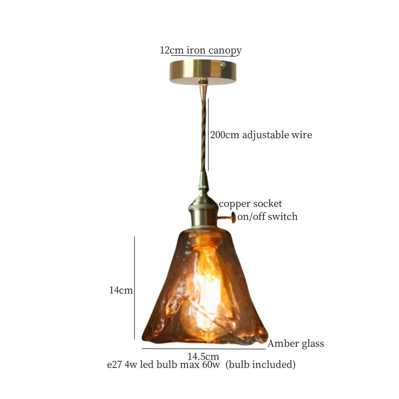 Afralia™ Cracked Glass LED Pendant Light for Cafe Bar Kitchen Living Room