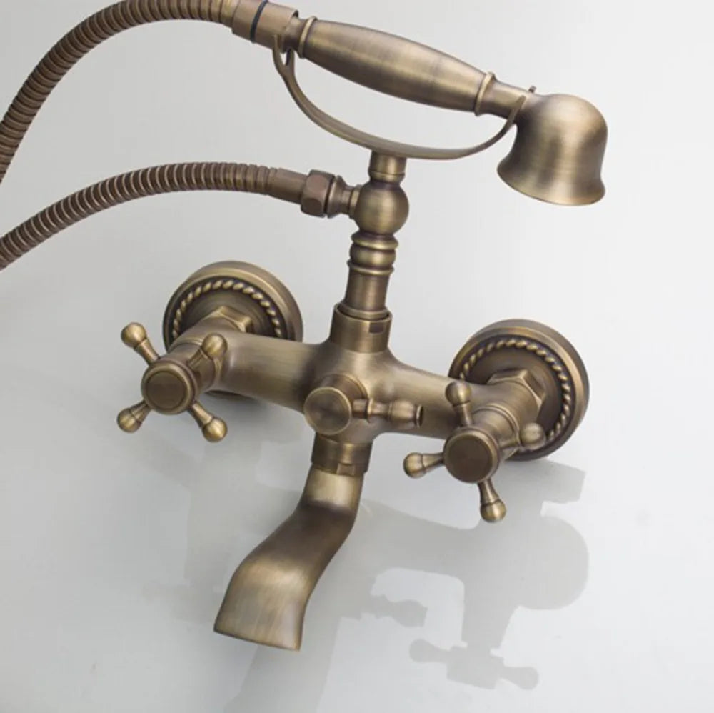 Afralia™ Antique Bass Wall Mounted Shower Mixer Set
