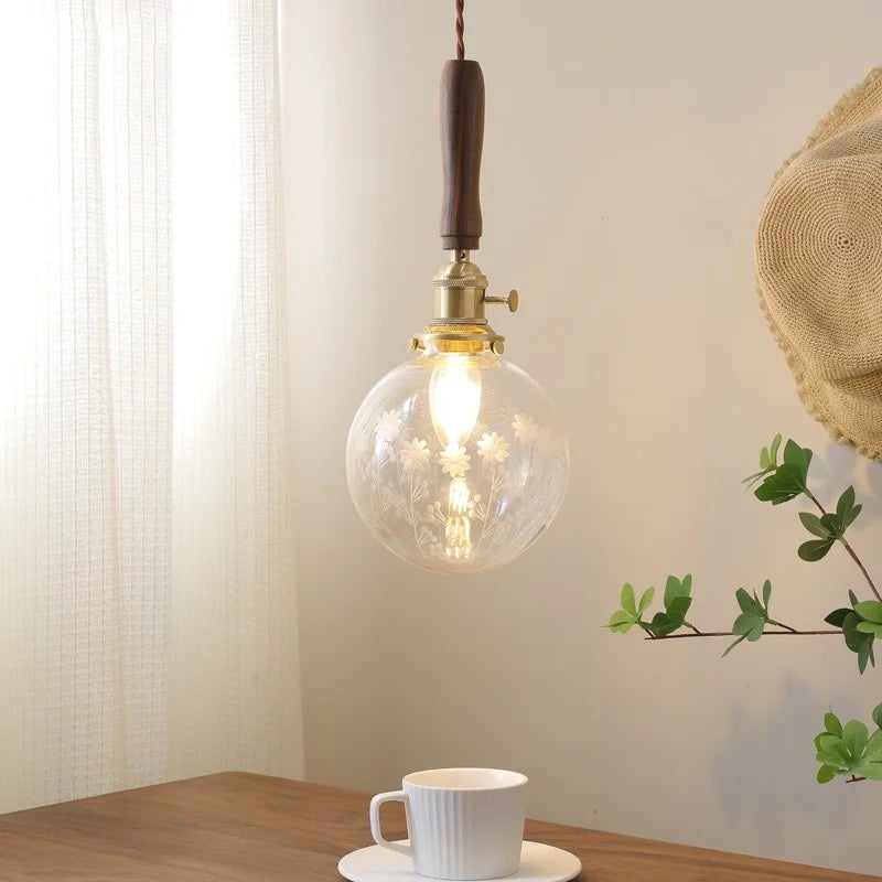 Afralia™ Copper Glass Pendant Lights Modern LED Hanging Lamp for Kitchen, Bedroom, Living Room