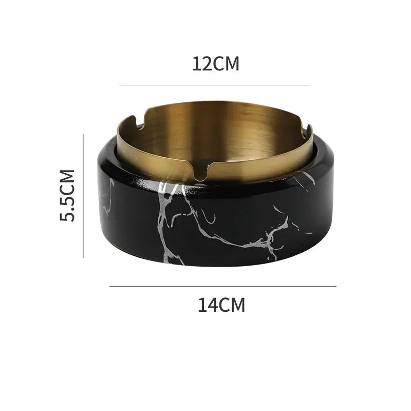Afralia™ Gold Plated Marble Texture Ashtray - Smoking Accessories Weed Tray