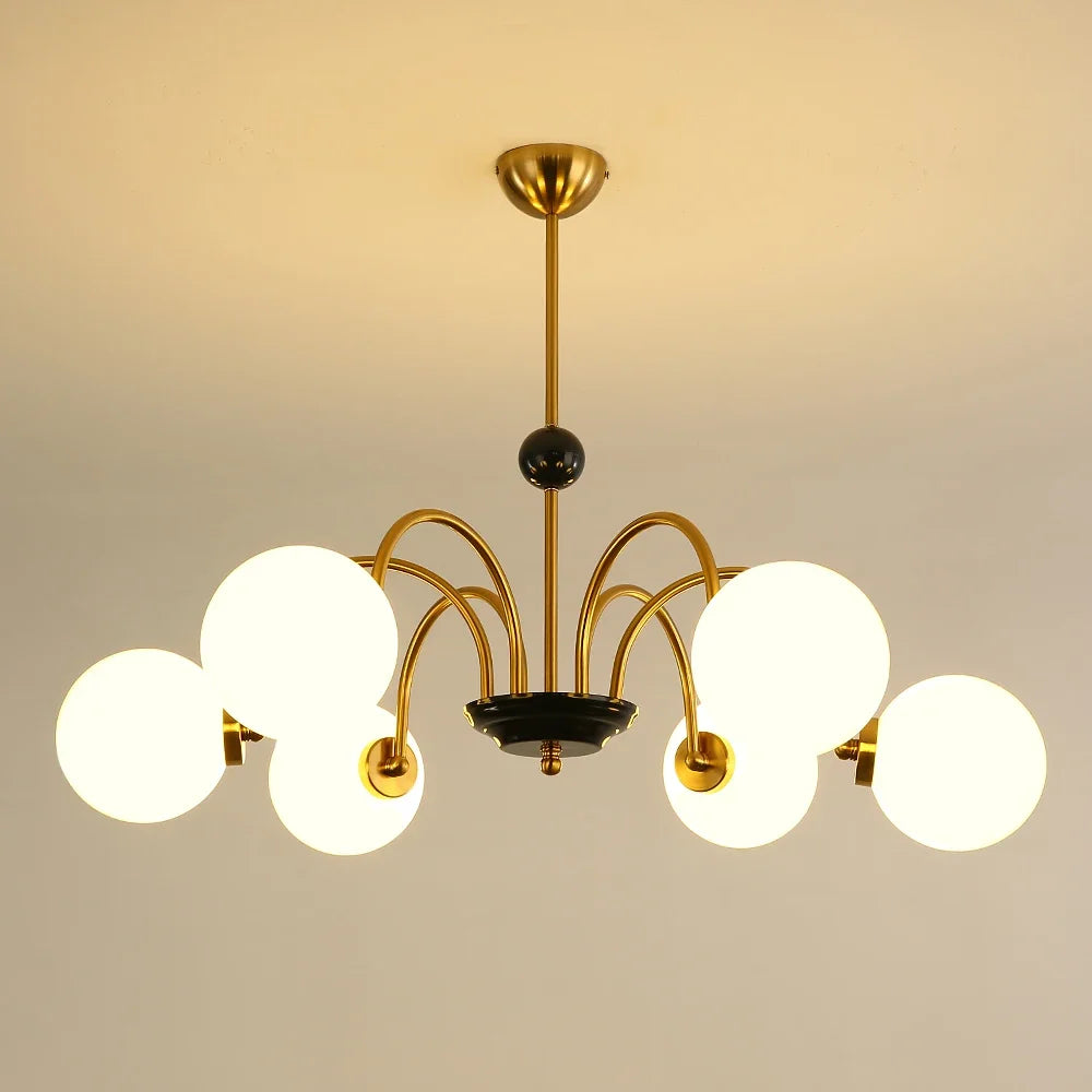 Afralia™ Vintage Iron Art Glass Chandelier LED Lighting Modern for Living/Dining/Bedroom