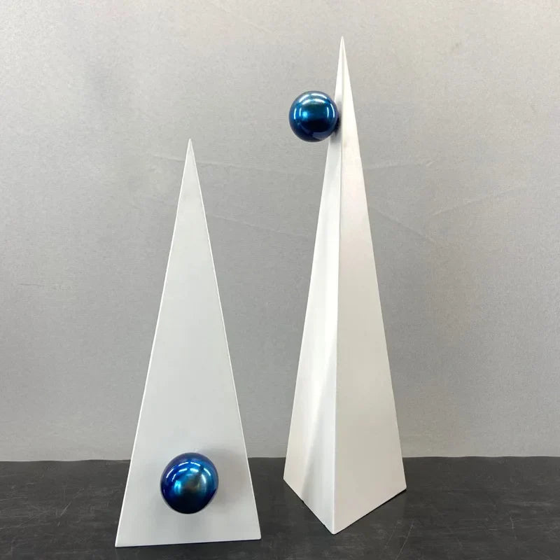 Afralia™ Geometric Triangle Blue Ball Ornament: Abstract Decorative Figurine