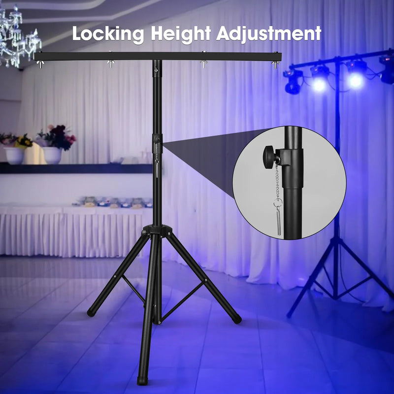 Afralia™ Adjustable Tripod Stand with Top T Bar for Pro Audio DJ Lighting Fixtures