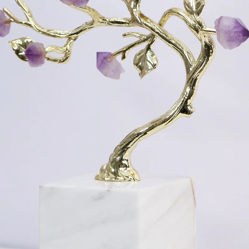 Amethyst Crystal Tree: Elegant Home Decor by Afralia™ - Sculpted Flower Figurine & Metal Accents